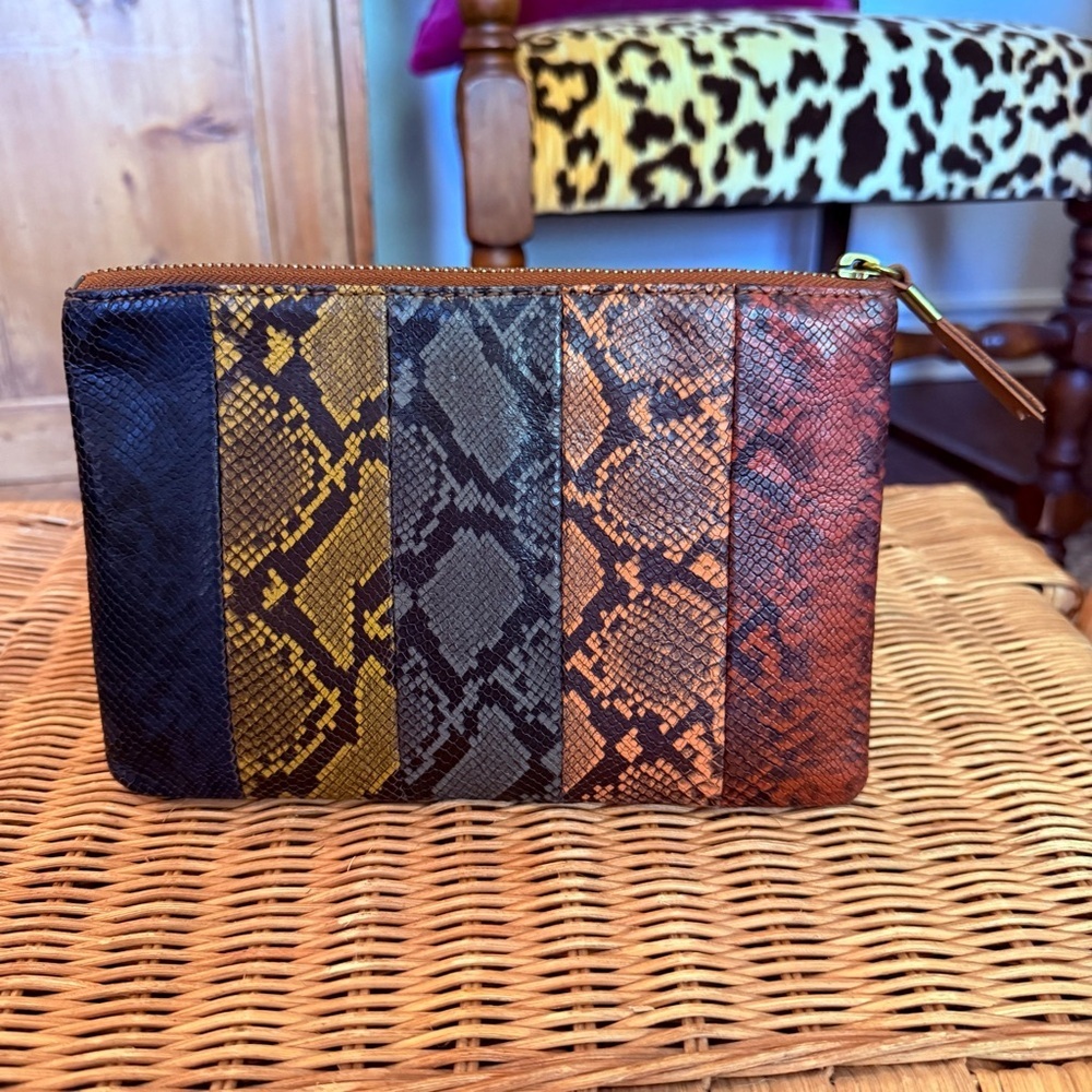 Madewell Multicolor Snakeskin-Print Zip Wristlet